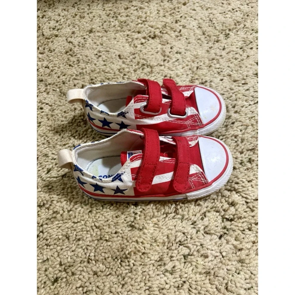 Toddler Flag Patriotic Converse Shoes Size 8